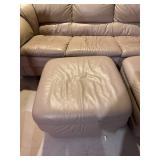 3 Piece Leather Couch - 2 rolling foot stools 3 Piece Leather Couch - 2 rolling foot stools