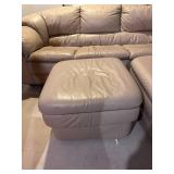 3 Piece Leather Couch - 2 rolling foot stools 3 Piece Leather Couch - 2 rolling foot stools