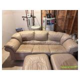 3 Piece Leather Couch - 2 rolling foot stools 3 Piece Leather Couch - 2 rolling foot stools