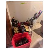 Large Lot - 7 Bins of Christmas Decorations, Wrapping Paper, Gift Bags and Bows. Approximately 20 bins of Quilting items, quilt material, shelving, blankets, quilting tools ect Large Lot - 7 Bins of Christmas Decorations, Wrapping Paper, Gift Bags and Bows. Approximately 20 bins of Quilting items, quilt material, shelving, blankets, quilting tools ect