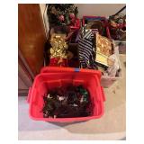 Large Lot - 7 Bins of Christmas Decorations, Wrapping Paper, Gift Bags and Bows. Approximately 20 bins of Quilting items, quilt material, shelving, blankets, quilting tools ect Large Lot - 7 Bins of Christmas Decorations, Wrapping Paper, Gift Bags and Bows. Approximately 20 bins of Quilting items, quilt material, shelving, blankets, quilting tools ect