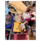 Large Lot - 7 Bins of Christmas Decorations, Wrapping Paper, Gift Bags and Bows. Approximately 20 bins of Quilting items, quilt material, shelving, blankets, quilting tools ect Large Lot - 7 Bins of Christmas Decorations, Wrapping Paper, Gift Bags and Bows. Approximately 20 bins of Quilting items, quilt material, shelving, blankets, quilting tools ect