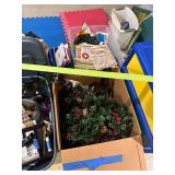 Large Lot - 7 Bins of Christmas Decorations, Wrapping Paper, Gift Bags and Bows. Approximately 20 bins of Quilting items, quilt material, shelving, blankets, quilting tools ect Large Lot - 7 Bins of Christmas Decorations, Wrapping Paper, Gift Bags and Bows. Approximately 20 bins of Quilting items, quilt material, shelving, blankets, quilting tools ect