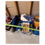 Large Lot - 7 Bins of Christmas Decorations, Wrapping Paper, Gift Bags and Bows. Approximately 20 bins of Quilting items, quilt material, shelving, blankets, quilting tools ect Large Lot - 7 Bins of Christmas Decorations, Wrapping Paper, Gift Bags and Bows. Approximately 20 bins of Quilting items, quilt material, shelving, blankets, quilting tools ect
