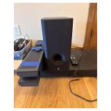 Lot of Audio Equipment - Speakers, Yamaha Subwoofer, Cables, remotes, ZVOX Sound Bar Lot of Audio Equipment - Speakers, Yamaha Subwoofer, Cables, remotes, ZVOX Sound Bar
