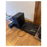 Lot of Audio Equipment - Speakers, Yamaha Subwoofer, Cables, remotes, ZVOX Sound Bar Lot of Audio Equipment - Speakers, Yamaha Subwoofer, Cables, remotes, ZVOX Sound Bar