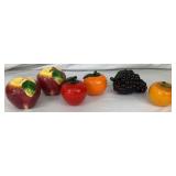 Vintage Fruit Decor Bundle - Includes: Glass: Purple Grape Cluster, 1 Red Apple, and 2 Oranges Ceramic: 2 Apples