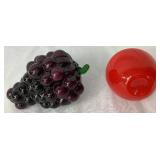 Vintage Fruit Decor Bundle - Includes: Glass: Purple Grape Cluster, 1 Red Apple, and 2 Oranges Ceramic: 2 Apples