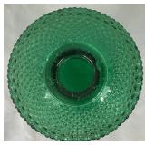 Vintage Green Glass Decanter with Stopper and 6 Glasses