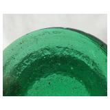 Vintage Green Glass Decanter with Stopper and 6 Glasses