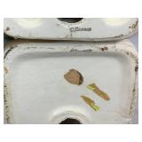 Pair of Vintage Enesco Figurines - Boy and Girl with Fruit Baskets 8"H - Made in Japan