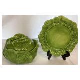 Vintage Holland Mold Cabbage - Small Lidded Tureen (6.5"H) and Plate (8.5")
