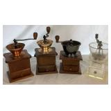 Collection of 4 Hand Crank Coffee Grinders