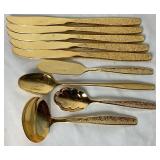 Goldtone Silverware Set by Rogers Cutlery Co. IS - Golden Spring Garden Pattern