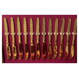 Goldtone Silverware Set by Rogers Cutlery Co. IS - Golden Spring Garden Pattern