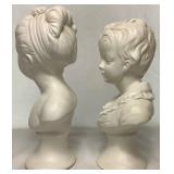 Vintage National Potteries Co. Boy and Girl Pedestal Bust Figures Japan