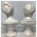 Vintage National Potteries Co. Boy and Girl Pedestal Bust Figures Japan