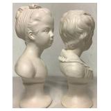 Vintage National Potteries Co. Boy and Girl Pedestal Bust Figures Japan