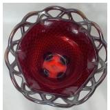 Imperial Carnival Glass Sunset Ruby Bowls and EAPG Ruby Toothpick Holder