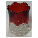 Imperial Carnival Glass Sunset Ruby Bowls and EAPG Ruby Toothpick Holder
