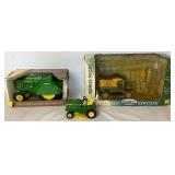 John Deere Die Cast Collectible Bundle of 1912 Ford Model T Delivery Car, John Deere Model 60 Orchard Tractor and John Deere Lawn Mower