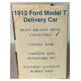 John Deere Die Cast Collectible Bundle of 1912 Ford Model T Delivery Car, John Deere Model 60 Orchard Tractor and John Deere Lawn Mower