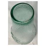 Vintage Coca-Cola Green Pebbled Glass 2L Pitcher with 9- 6" Glasses and 1- 7" Glass