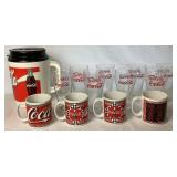 Assorted Coca-Cola Drinkware Bundle - Includes 64 oz Travel Mug, 8 Clear Traditional 6" Glasses, and 4 Coffee Cups