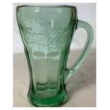 Set of 10 Vintage Coca-Cola Heavy Green Glass Mugs with Handles -6.25"H