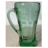 Set of 10 Vintage Coca-Cola Heavy Green Glass Mugs with Handles -6.25"H
