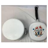 Vintage Scandinavian Kitchenware Collection: Includes- Berggren Enamel Coffee Pot, Berggren Enamel Steamer Pot, Berggren Enamel Pan Decor, and 2 Handpainted Candle Holders Vintage Scandinavian Kitchenware Collection: Includes- Berggren Enamel Coffee Pot, Berggren Enamel Steamer Pot, Berggren Enamel Pan Decor, and 2 Handpainted Candle Holders