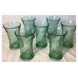 Collection of Assorted Vintage Green Coca-Cola Glasses - 6 -Fluted 6.25", 8 -Tradiitional 4.5", and 2- Traditional 7.75"