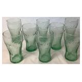 Collection of Assorted Vintage Green Coca-Cola Glasses - 6 -Fluted 6.25", 8 -Tradiitional 4.5", and 2- Traditional 7.75"
