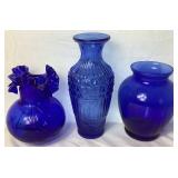 Collection of 8 Cobalt Blue Vases in Assorted Sizes Collection of 8 Cobalt Blue Vases in Assorted Sizes