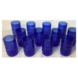 Set of 12 Francesinho Brazil Cobalt Blue Diamond Pattern Tumblers Set of 12 Francesinho Brazil Cobalt Blue Diamond Pattern Tumblers