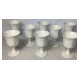 Vintage Harvest Grape Pattern Milk Glass Drinkware- Includes 8 Goblets, 8 Tea Cups, and 8 Saucers Vintage Harvest Grape Pattern Milk Glass Drinkware- Includes 8 Goblets, 8 Tea Cups, and 8 Saucers