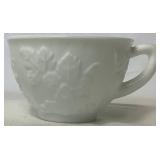 Vintage Harvest Grape Pattern Milk Glass Drinkware- Includes 8 Goblets, 8 Tea Cups, and 8 Saucers Vintage Harvest Grape Pattern Milk Glass Drinkware- Includes 8 Goblets, 8 Tea Cups, and 8 Saucers