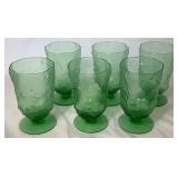 Vintage Morgantown Green Crinkle Glass Barware - Includes: Pitcher, 6 Water Glasses and 13 Champagne Sherbert Glasses Vintage Morgantown Green Crinkle Glass Barware - Includes: Pitcher, 6 Water Glasses and 13 Champagne Sherbert Glasses