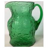 Vintage Morgantown Green Crinkle Glass Barware - Includes: Pitcher, 6 Water Glasses and 13 Champagne Sherbert Glasses Vintage Morgantown Green Crinkle Glass Barware - Includes: Pitcher, 6 Water Glasses and 13 Champagne Sherbert Glasses