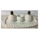 Assorted Milk Glass Collection - Includes Weavetex, Sunflower, Diamond Point, Hazel Atlas Swirl, and Scalloped Assorted Milk Glass Collection - Includes Weavetex, Sunflower, Diamond Point, Hazel Atlas Swirl, and Scalloped