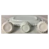 Assorted Milk Glass Collection - Includes Weavetex, Sunflower, Diamond Point, Hazel Atlas Swirl, and Scalloped Assorted Milk Glass Collection - Includes Weavetex, Sunflower, Diamond Point, Hazel Atlas Swirl, and Scalloped