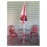 Set of 2 Vintage Coca-Cola Metal Folding Chairs with Red Metal Bistro Table and Umbrella - Lot 2