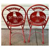 Set of 2 Vintage Coca-Cola Metal Folding Chairs with Red Metal Bistro Table and Umbrella - Lot 2