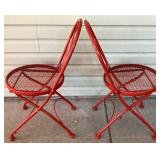 Set of 2 Vintage Coca-Cola Metal Folding Chairs with Red Metal Bistro Table and Umbrella - Lot 2