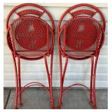 Set of 2 Vintage Coca-Cola Metal Folding Chairs with Red Metal Bistro Table and Umbrella- Lot 1