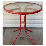 Set of 2 Vintage Coca-Cola Metal Folding Chairs with Red Metal Bistro Table and Umbrella- Lot 1