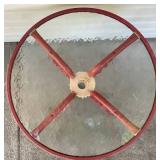 Set of 2 Vintage Coca-Cola Metal Folding Chairs with Red Metal Bistro Table and Umbrella- Lot 1