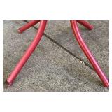 Set of 2 Vintage Coca-Cola Metal Folding Chairs with Red Metal Bistro Table and Umbrella- Lot 1