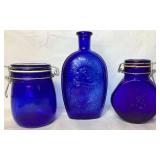 Collection of Assorted Cobalt Blue Decor - Includes: 2 Canisters, 1 Vase, and 2 Canisters Collection of Assorted Cobalt Blue Decor - Includes: 2 Canisters, 1 Vase, and 2 Canisters