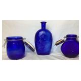 Collection of Assorted Cobalt Blue Decor - Includes: 2 Canisters, 1 Vase, and 2 Canisters Collection of Assorted Cobalt Blue Decor - Includes: 2 Canisters, 1 Vase, and 2 Canisters